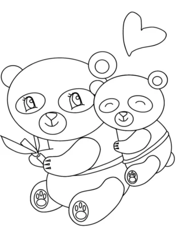 Tranh tô màu gấu trúc dễ thương