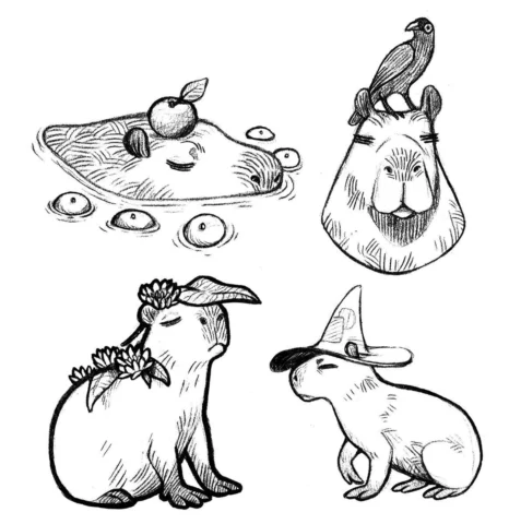 Khám phá tranh capybara cute đáng yêu, giúp bé thêm yêu thiên nhiên!