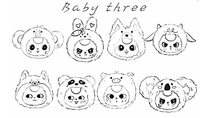100 Ảnh Tranh Tô Màu Baby Three Dễ Thương Nhất Cho Bé